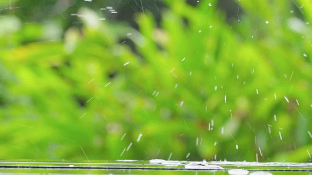 下雨时草地在背景上视频素材