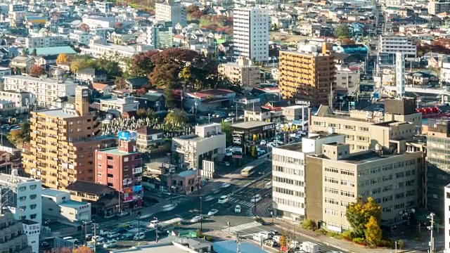 延时:日本东北部郡山福岛的鸟瞰图视频素材