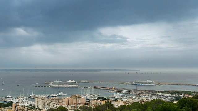 马略卡湾的Palma de Mallorca海湾的空中俯瞰，时间流逝西班牙视频素材