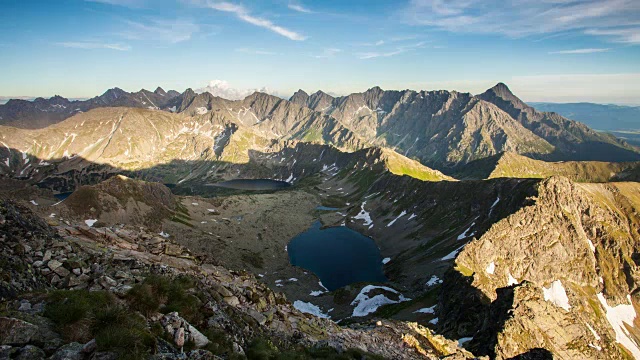 美丽的塔特拉斯自然夏季景观与山和湖-时间流逝视频素材