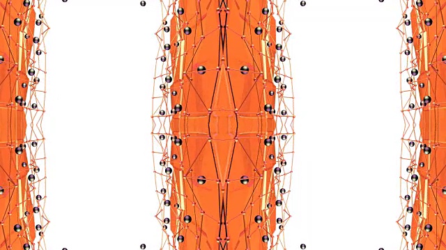 橙色低聚几何抽象背景作为移动彩色玻璃或万花筒效果在4k。循环3d动画，无缝镜头在流行的低聚风格。V3视频素材