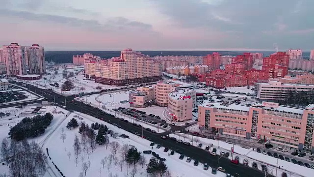 大城市多层公寓住宅小区的空中全景视频素材