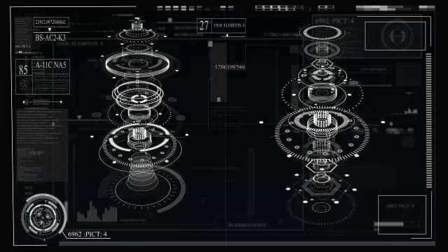 未来的界面设计。用于叠加视频和创建游戏的hud技术。全息图视频素材