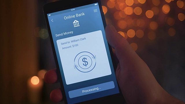 使用银行应用进行转账视频素材