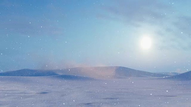 太阳在雪天北极沙漠景观视频素材