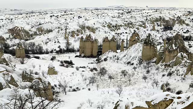 土耳其卡帕多西亚的雪山景观视频素材