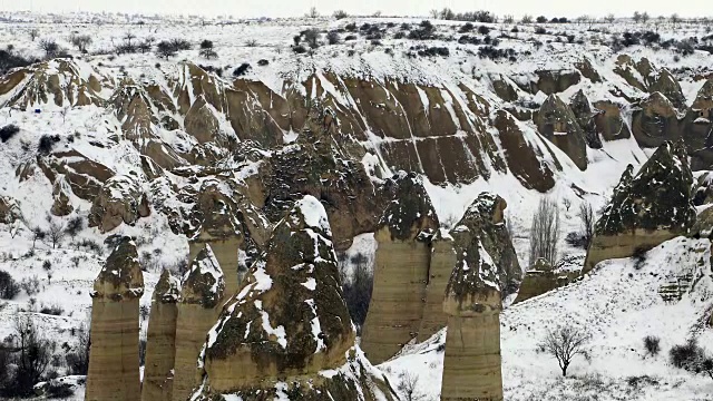 土耳其卡帕多西亚的雪山景观视频素材