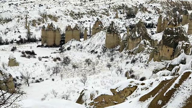 土耳其卡帕多西亚的雪山景观视频素材