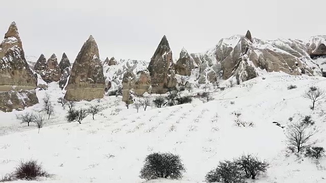 卡帕多西亚的雪山景观视频素材