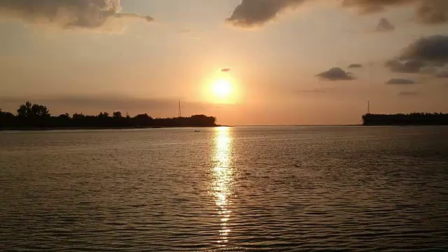 航拍相机向夕阳移动视频素材