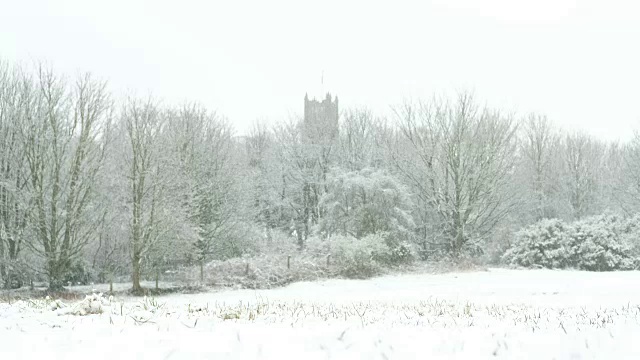 冬天，兰开斯特郊外的积雪。视频素材