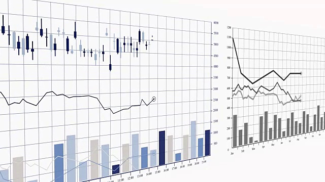在白色背景上的业务图表和图表。视频素材