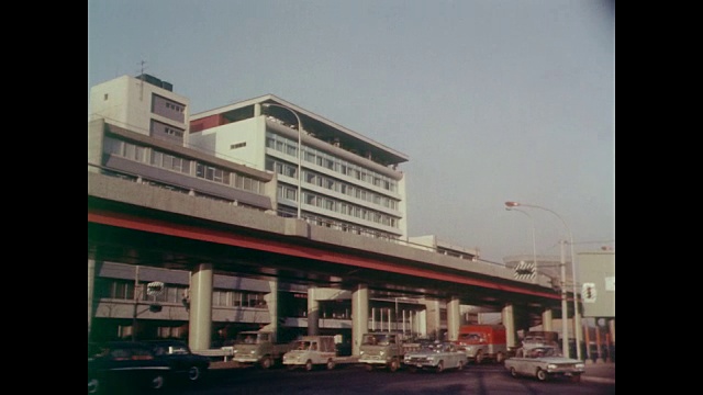 1964年东京交通现代高速公路在东京赤坂段视频素材