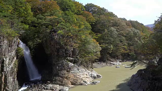 用平底锅拍摄日本日光枥木龙yo峡谷视频素材