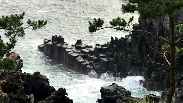 济州岛仲门大浦海岸三山全里崖视频素材