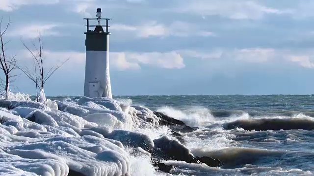 安大略湖冬季风暴视频素材