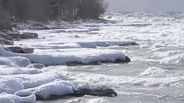 冬季风暴安大略湖视频素材