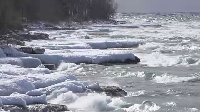 安大略湖冬季风暴视频素材