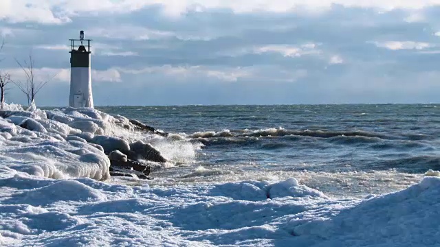 安大略湖冬季风暴视频素材