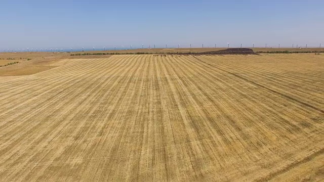 天线:收割后的大麦田视频素材