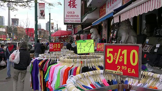 加拿大多伦多:白天的唐人街场景视频素材