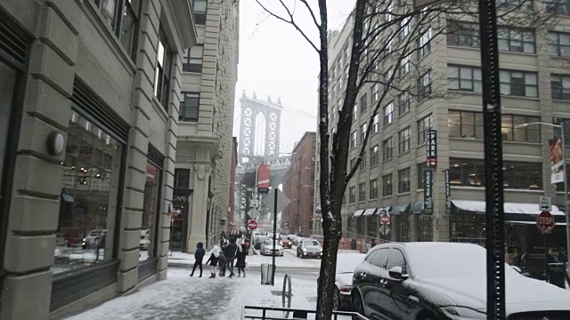 曼哈顿大桥暴风雪视频素材