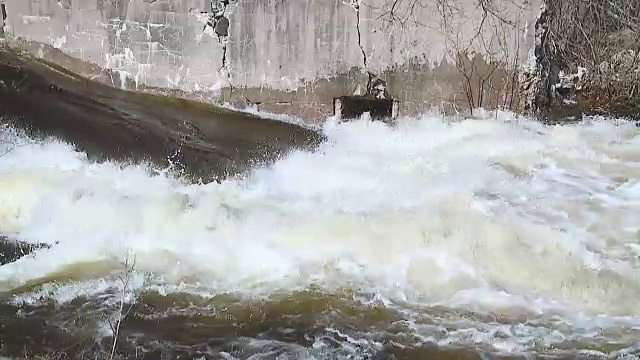 春天河水泛滥，快而危险视频素材