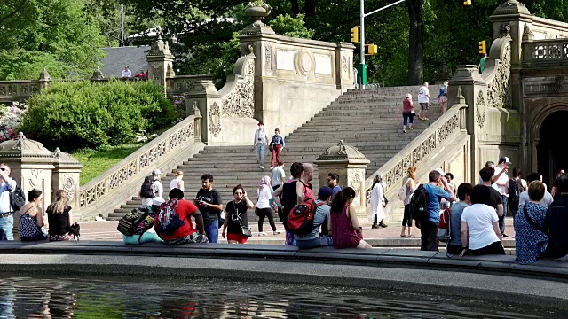 贝塞斯达露台和喷泉，中央公园，纽约市视频素材