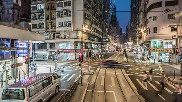 超时空摄影:香港市中心有轨电车的影像视频素材