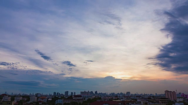 曼谷的日落:从白天到夜晚的延时视频素材