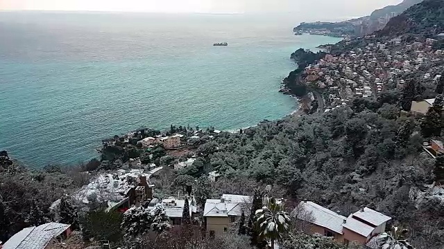 法国里维埃拉雪景全景视频素材