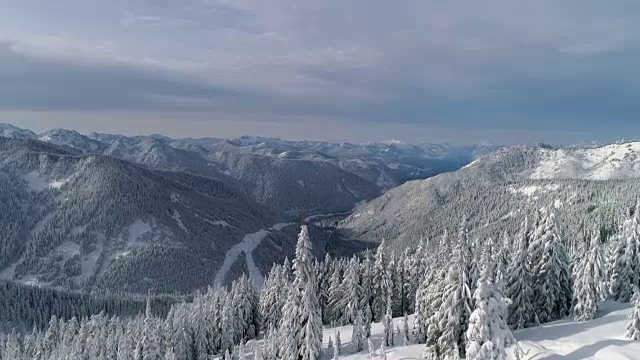 雪域荒野航空揭示太平洋西北山区公路视频素材