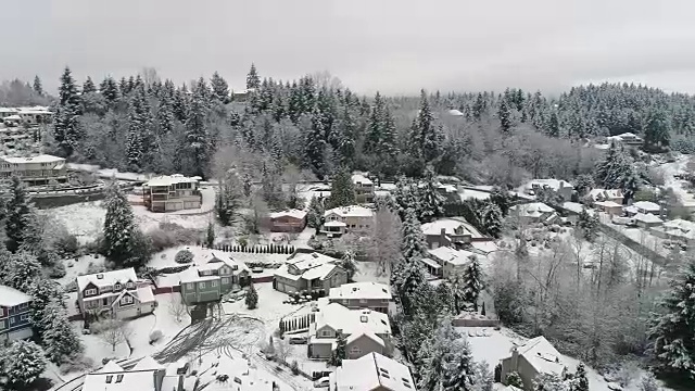 雪天城市纽卡斯尔华盛顿全景360空中鸟瞰视频素材