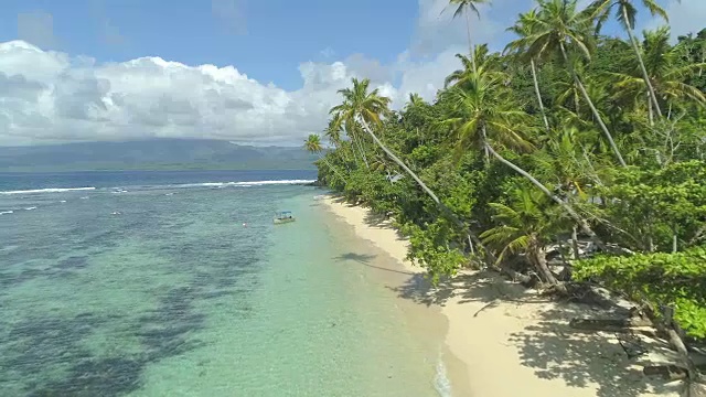 航拍:美丽的原始海洋和海浪冲击沙滩的景色视频素材