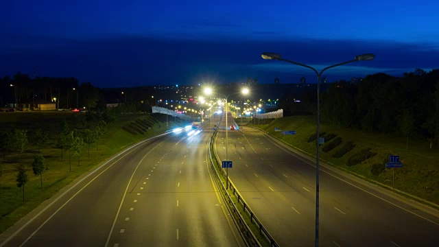 夜间高速公路，延时拍摄视频素材