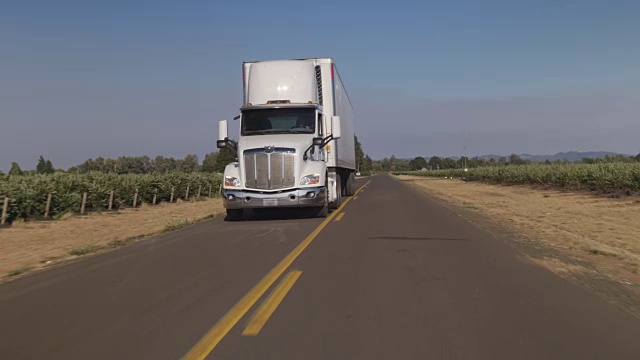 在乡村公路上行驶的半挂车。视频素材