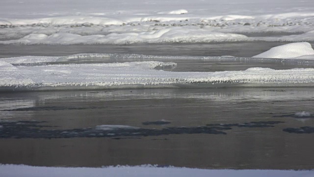 冬季阿尔泰山卡顿河浮冰和淤泥视频素材