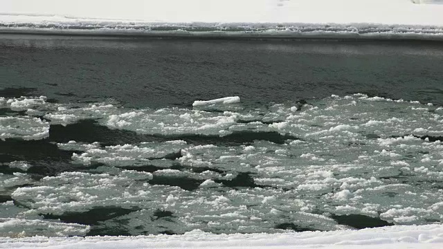 冬季阿尔泰山卡顿河浮冰和淤泥视频素材