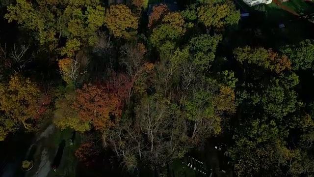 倾斜空中飞行，秋季典型的宾夕法尼亚社区视频素材