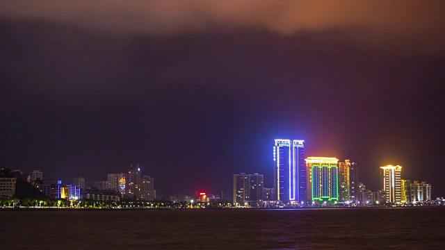 中国夜光珠海市景海湾海岸线全景4k时间视频素材