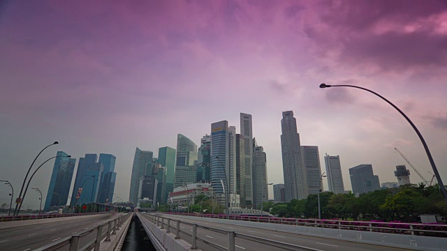 日光新加坡城市景观，市中心交通街道全景，4k时间推移视频素材