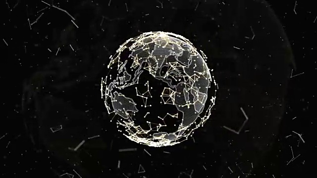 带有神经丛的抽象球体。全球网络连接和数字技术的星球。视频素材