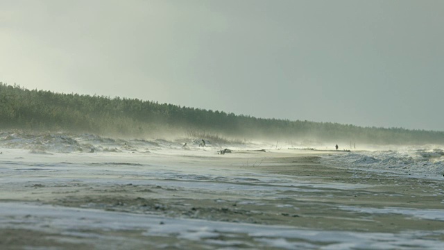 沙滩上的慢镜头暴风雪视频素材