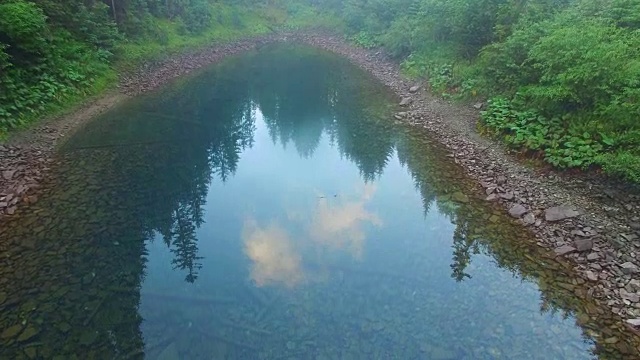 薄雾清晨的喀尔巴阡风景鸟瞰图视频素材