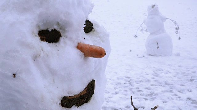 雪人。有孩子的雪人视频素材