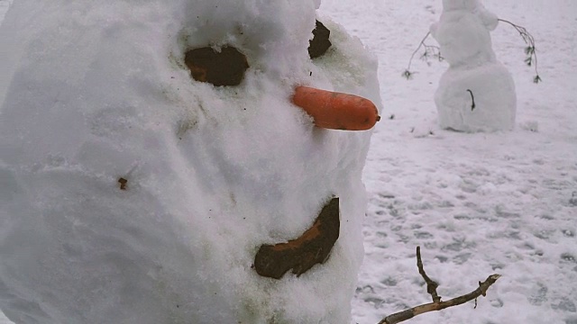 雪人。有孩子的雪人视频素材