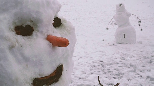 雪人。有孩子的雪人视频素材