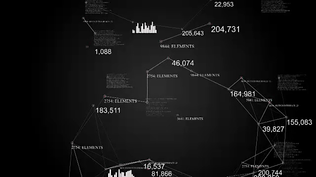 丛与HUD元素。抽象背景与图表，图表，数字视频素材