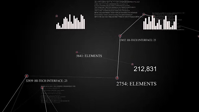 丛与HUD元素。抽象背景与图表，图表，数字视频素材