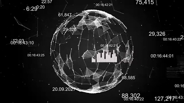 丛与数字数字，图表，图形和文本。抽象的领域视频素材